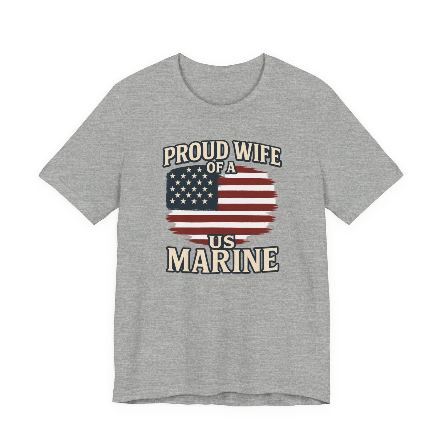 Proud Wife of a US Marine T-Shirt — American Flag Military Spouse Tee